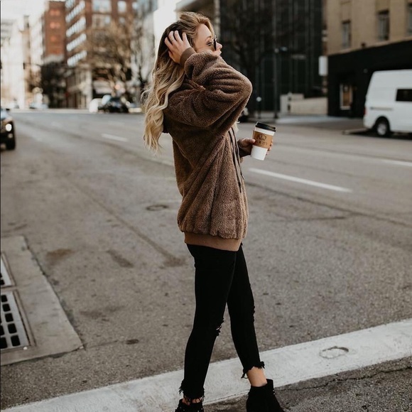 Cozy Warm Teddy Oversized Pullover Sweater Hoodie - Picture 2 of 6